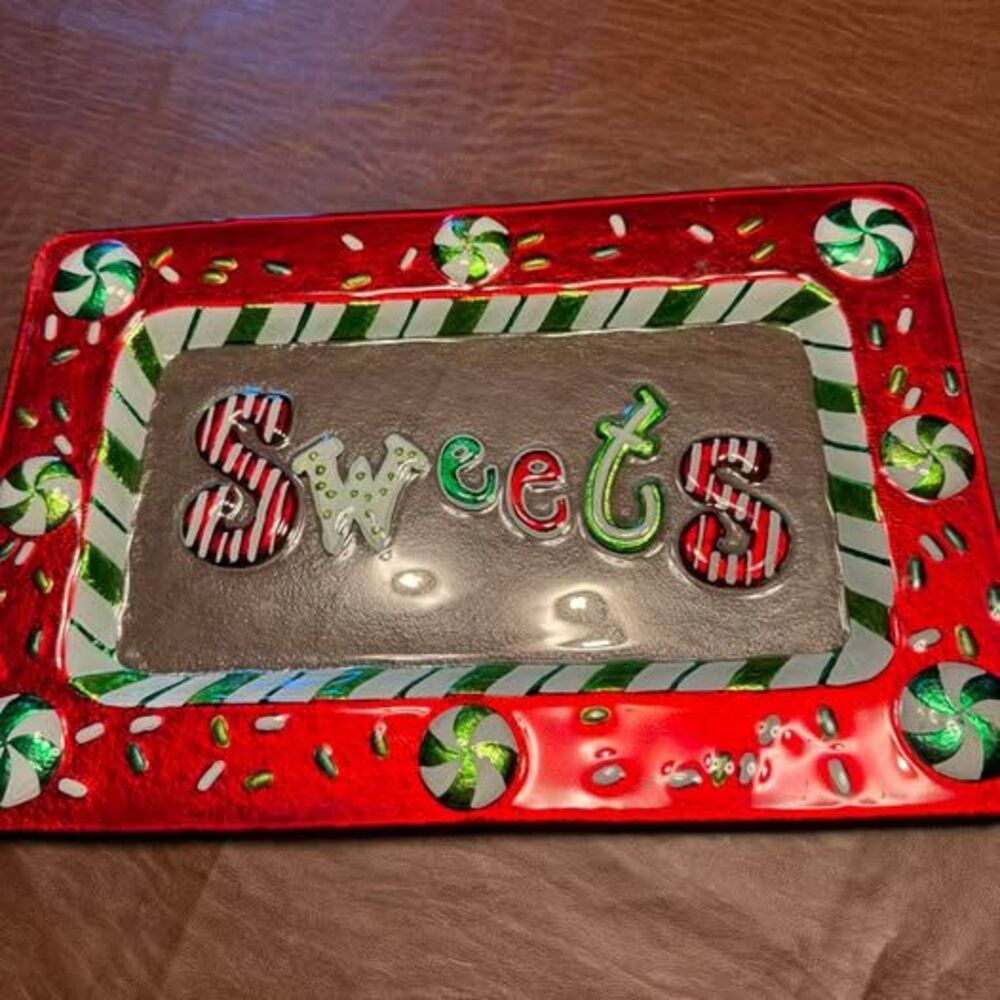 Christmas Candy Glass Sweets Serving Tray